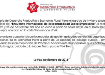 25 y 26 de noviembre Encuentro Internacional de RSE, organizado por el Gobierno