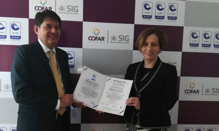 Cofar es la primera empresa farmacéutica en Bolivia con certificación ISO 45001:2018