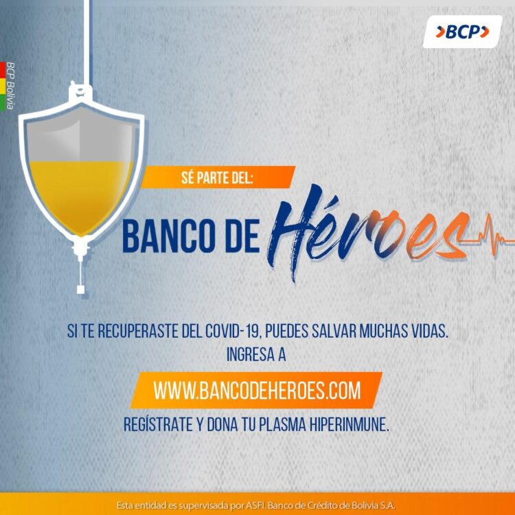 BCP propone plataforma para donar plasma hiperinmune