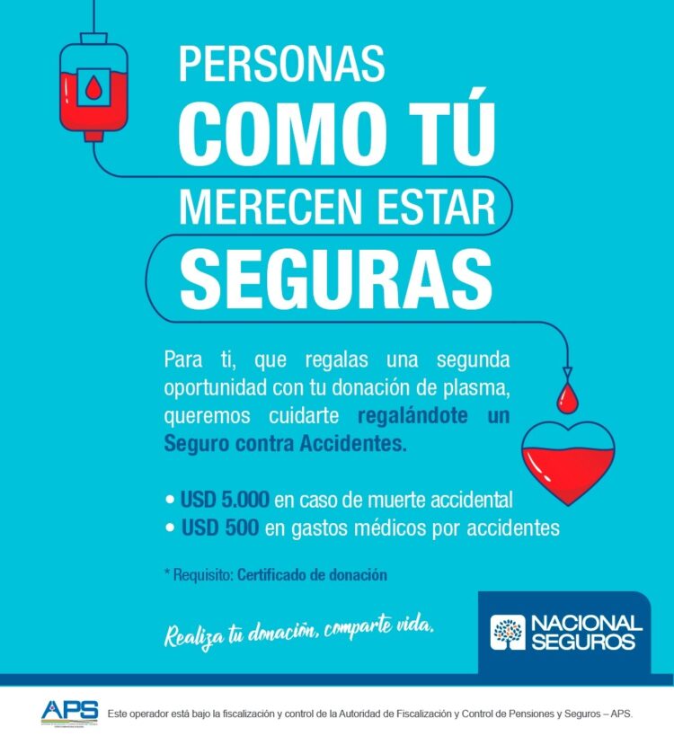 Nacional Seguros lanza campaña para donantes de plasma hiperinmune