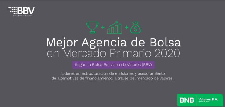 BNB Valores S.A. recibe el premio a la Mejor Agencia de Bolsa en Mercado Primario 2020