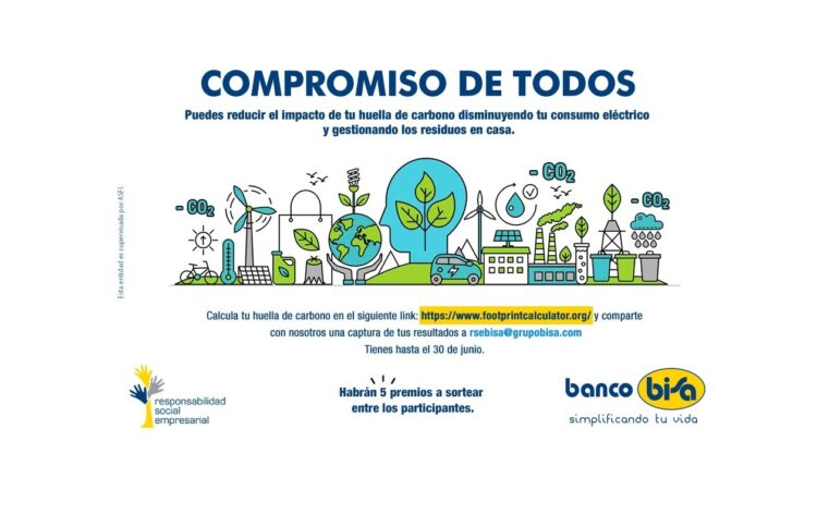 Para contribuir con el cuidado del planeta, Banco Bisa promueve que sus colaboradores midan su Huella de Carbono