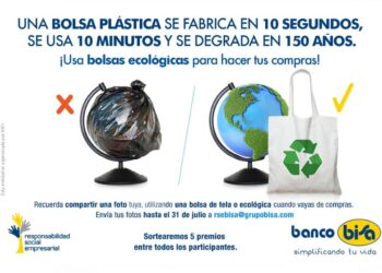 Banco BISA motiva a sus colaboradores a utilizar bolsas de tela o ecológicas.