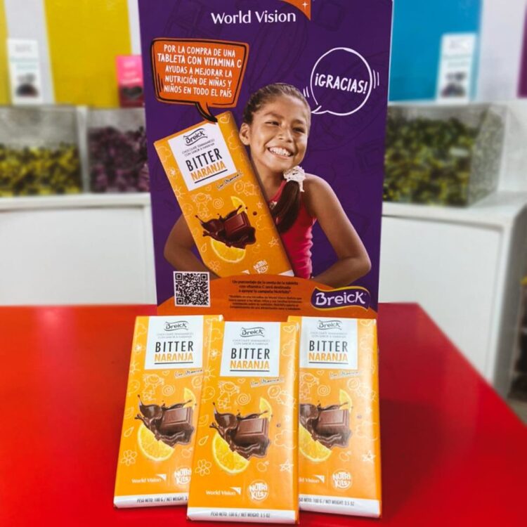 Chocolates Breick presenta tableta Bitter Naranja con vitamina C y apoya a mejorar la nutrición de niñas y niños junto a World Vision Bolivia
