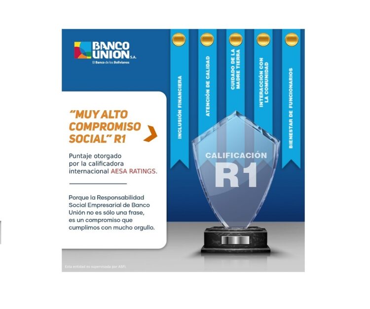 Banco Unión obtiene el puntaje R1 por su alto compromiso social en materia de RSE