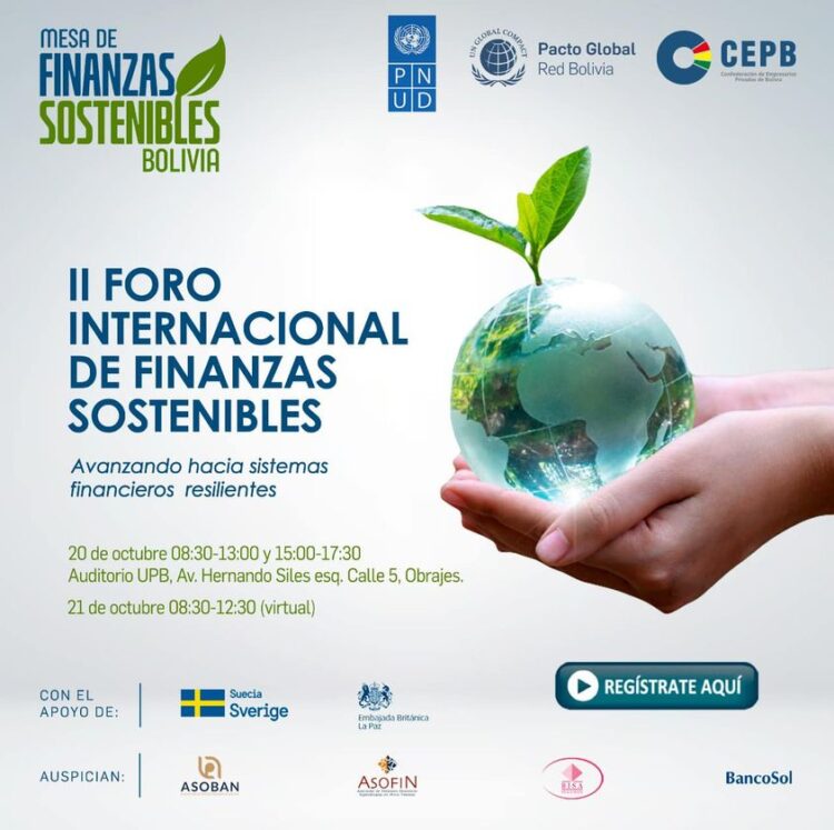 15 entidades internacionales y 4 nacionales participarán del Foro Internacional de Finanzas Sostenibles