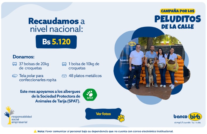 Campaña “Por los Peluditos de la Calle” de Banco BISA sigue recorriendo el país.