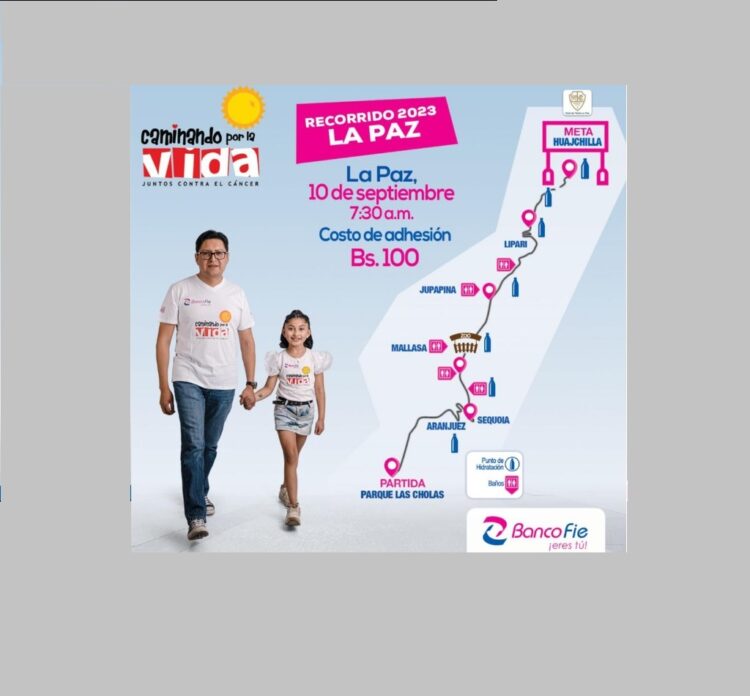 Este domingo 10 de septiembre el «Caminando por la Vida» parte del parque Las Cholas, zona sur de La Paz.