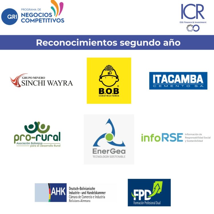 ICR desbloquea por 2do año potencial de sostenibilidad de 31 empresas de Bolivia que recibieron reconocimiento de GRI
