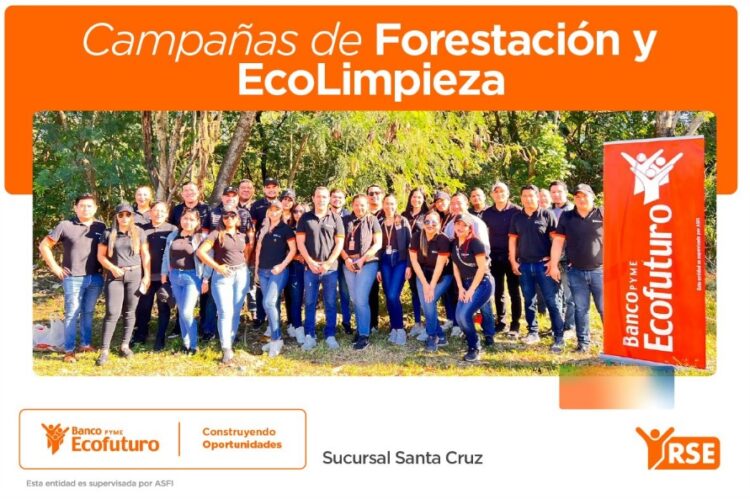 Ecofuturo sucursal Santa Cruz participó en la campaña de forestación y ecolimpieza del Cordón Ecológico