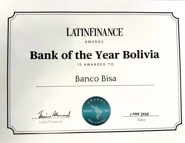 Banco BISA recibe el premio “Bank of the Year – Bolivia 2025” otorgado por LatinFinance 