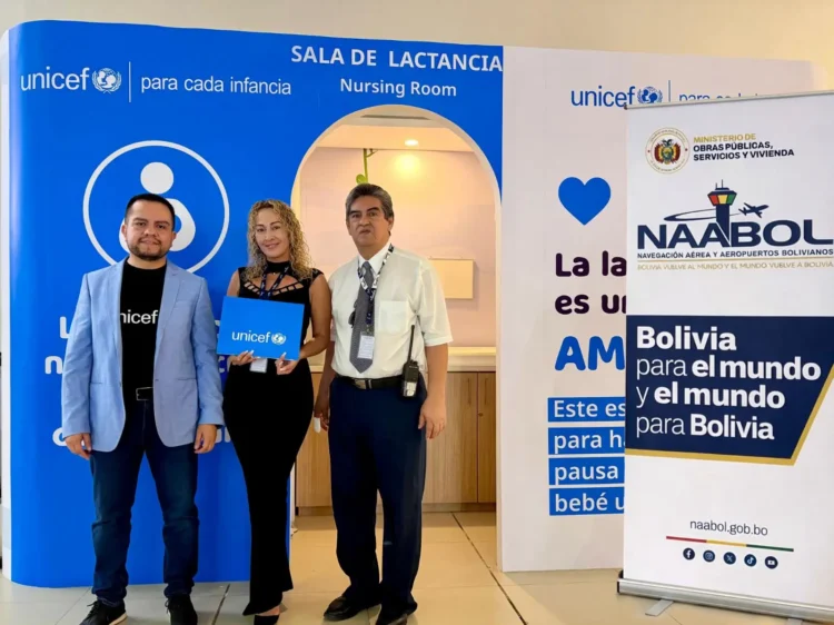 UNICEF Bolivia y NAABOL inauguran sala de lactancia materna en el aeropuerto internacional de Viru Viru