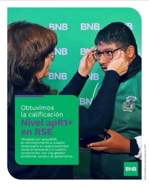 BNB obtiene la calificación más alta de deseñpeño de RSE: nivel apR1+ otorgada por apoyaRSE
